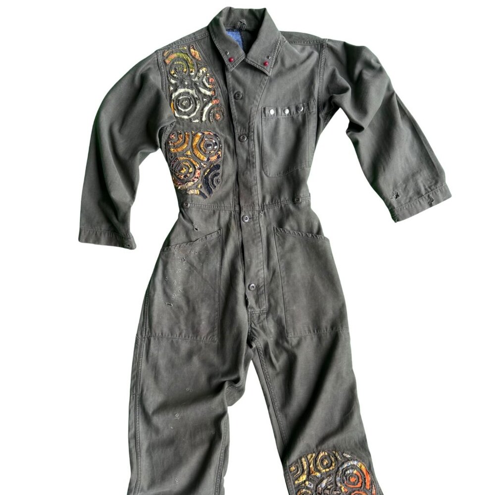 1970's OG- 107 cotton Army green utility coveralls *REWORKED*